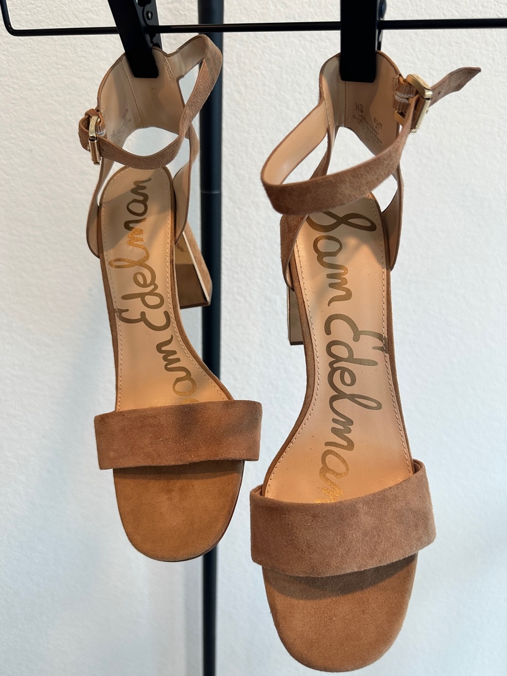 Sam Edelman Leather Suede Block Heel Sandals Tan Size 11 NWOB